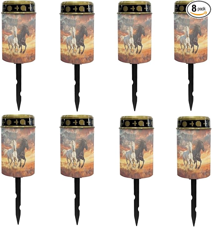 Running Horse Solar Lights Outdoor Solar Stake Lights Solar Walkway Lights,Outdoor Solar Garden Lights Powesed LED Lantern Solar String Lights for Outside Spotlight-Warm White