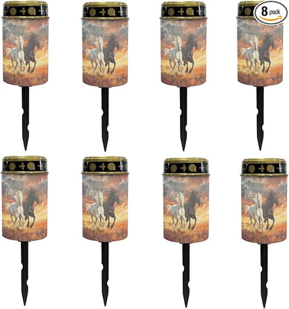 Running Horse Solar Lights Outdoor Solar Stake Lights Solar Walkway Lights,Outdoor Solar Garden Lights Powesed LED Lantern Solar String Lights for Outside Spotlight-Warm White