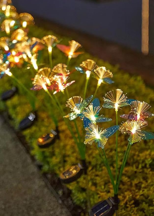 Butterfly Garden Decor Swaying Solar Butterflies Lights Outdoor for Garden Patio Yard Porch Christmas Flower Bed Decorations, House Warming Gifts 2 Pack (Warm White)