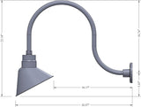 10in. Galvanized Finish Angle Shade Gooseneck Sign Light Fixture With 24in. Long Extension Arm - Wall Sconce | Lumora