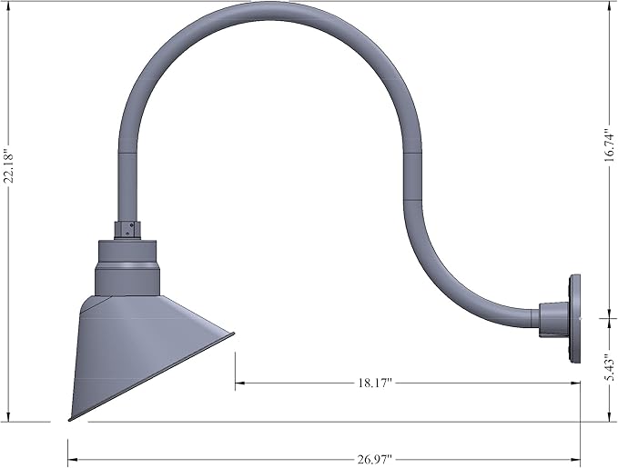 10in. Architectural Bronze Angle Shade Gooseneck Sign Light Fixture With 24in. Long Extension Arm - Wall Sconce | Lumora