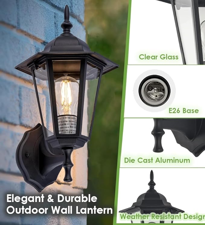 GRUENLICH Outdoor Wall Lantern, Wall Sconce as Porch Lighting Fixture with E26 Medium Base, Aluminum Housing Plus | Lumora