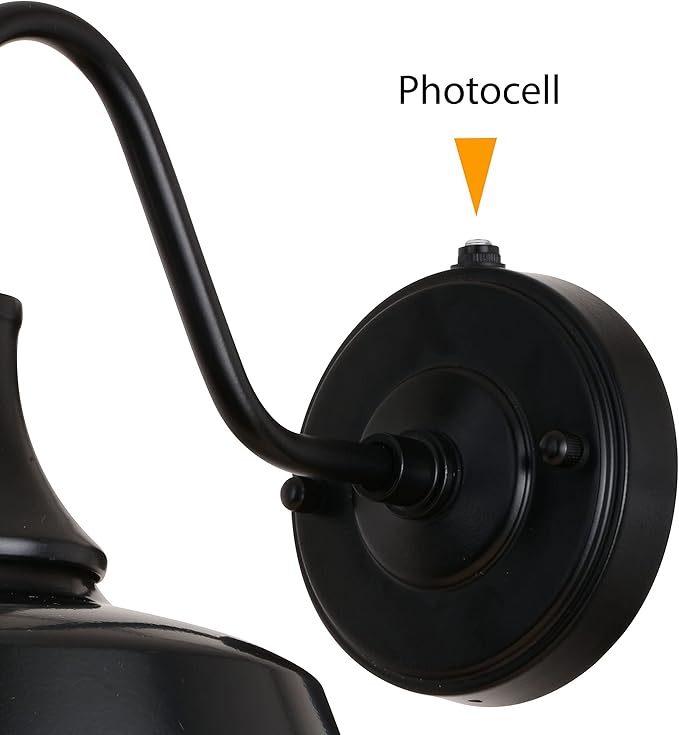 VAXCEL Dorado 10.25 in. H 1-Light Dark Bronze and Light Gold Dusk to Dawn Sensor Industrial Outdoor Wall Sconce, Gooseneck Metal Shade, LED Compatible for Exterior Porch Patio Front Door or Garage