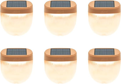 Vego garden Rippled Solar Garden Lights with Auto Sensors Magnetize Securely to Raised Beds, IPX4 Waterproof Outdoor LED Light for Patio & Yard Terra Cotta, 6 Pack