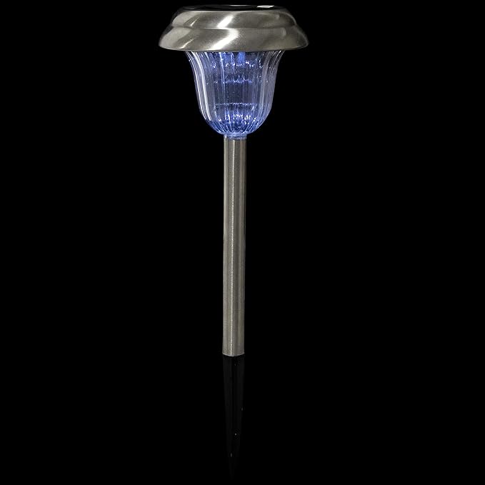 Northlight Set of 4 Stainless Steel Solar Powered LED Pathway Markers, 15"