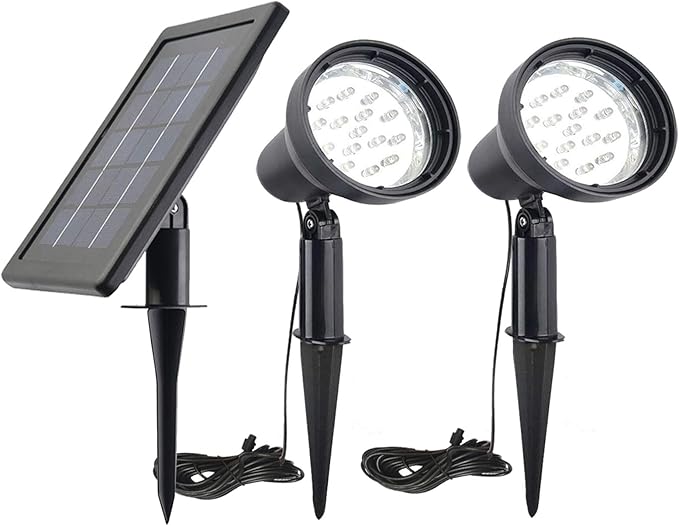 SUNLONG Solar Powered Spot Lights Outdoor Waterproof 2 in 1 Bright Solar SpotLights Power Adjustable for Flag Yard | Lumora
