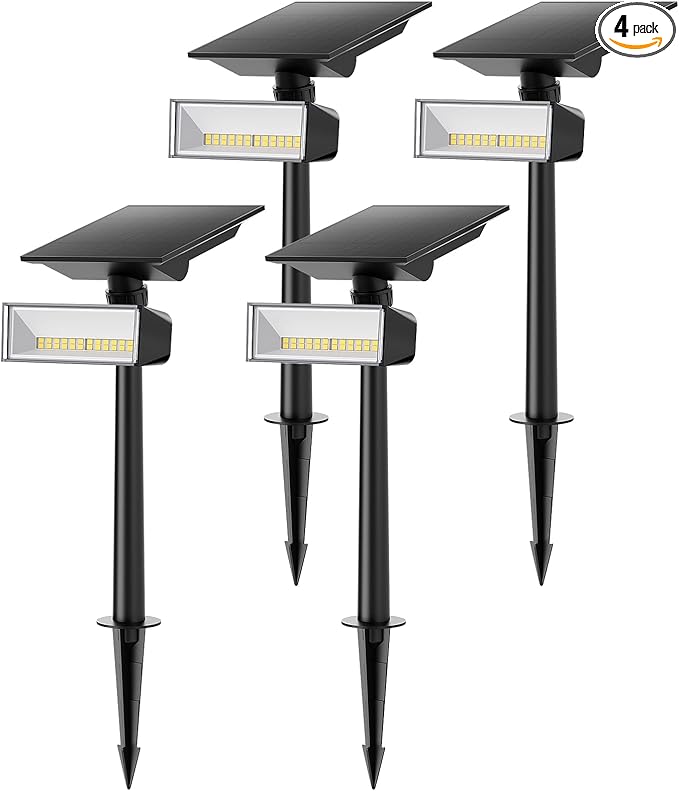 Consciot Halloween Solar Spot Lights Outdoor, 360° Adjustable, IP65 Waterproof, Solar Lights for Garden, Yard, Doorway, Lawn, Cool White, 4 Pack