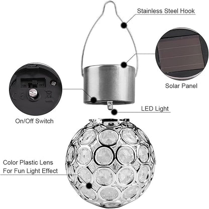 Yosoo Colorful Solar Lights,Outdoor Hanging Decorative Garden Lights,7 Colors LED Crackle Glass Globe Ball Shaped,for Lawn Patio Yard Walkway Driveway Pathway Landscape