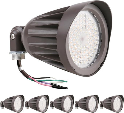 OSTEK 25W LED Bullet Spotlight Flood Light, 3CCT Selectable LED Landscape Spotlight with Knuckle Mount 3500LM, 0-10V Dimmable Commercial Outdoor Weatherproof Flood Light 120-277V, UL-Listed (6 Pack)