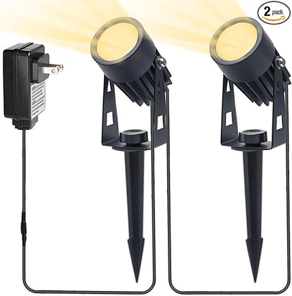 6W LED Landscape Spotlights,3000K Warm White Low Voltage Landscape Lighting,IP65 Waterproof,for Outdoor Landscape,Yard,Garden,Holiday Decoration (2 Pack)