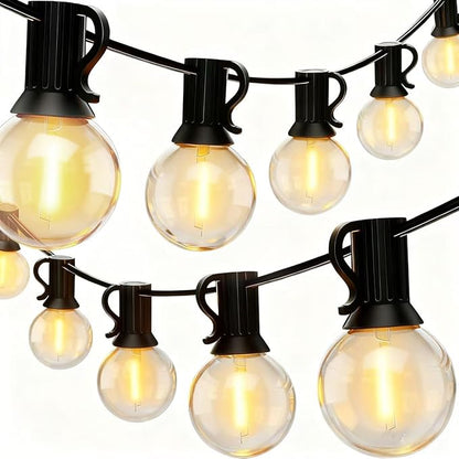 50FT LED Outdoor String Lights, G40 Globe Christmas String Lights Waterproof with 25 Warm White Bulbs & 2 Spare, Connectable Hanging Lights for Patio Backyard Porch Christmas Party Decor