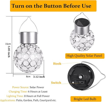 2 Pack Hanging Solar Light Outdoor, Decorative Solar Powered Waterproof Ball Shaped Night Light, Hanging Globe Solar Lights for Gardens, Yards, Patios, Lawns (Color-Changing Light)