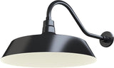 21in. Satin Black Oversized Outdoor Gooseneck Barn Light Fixture With 22in. Long Arm - Wall Sconce Farmhouse | Lumora
