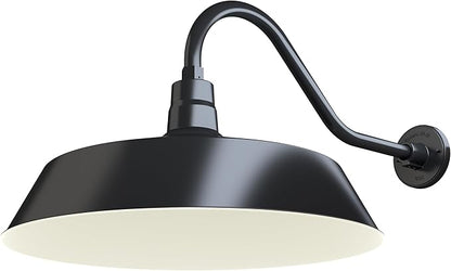 21in. Satin Black Oversized Outdoor Gooseneck Barn Light Fixture With 22in. Long Arm - Wall Sconce Farmhouse, Vintage, Antique Style - UL Listed - 9W 900lm A19 LED Bulb (5000K Cool White)