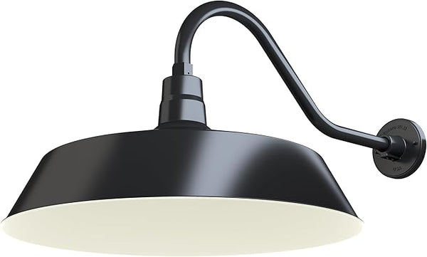 21in. Satin Black Oversized Outdoor Gooseneck Barn Light Fixture With 22in. Long Arm - Wall Sconce Farmhouse | Lumora