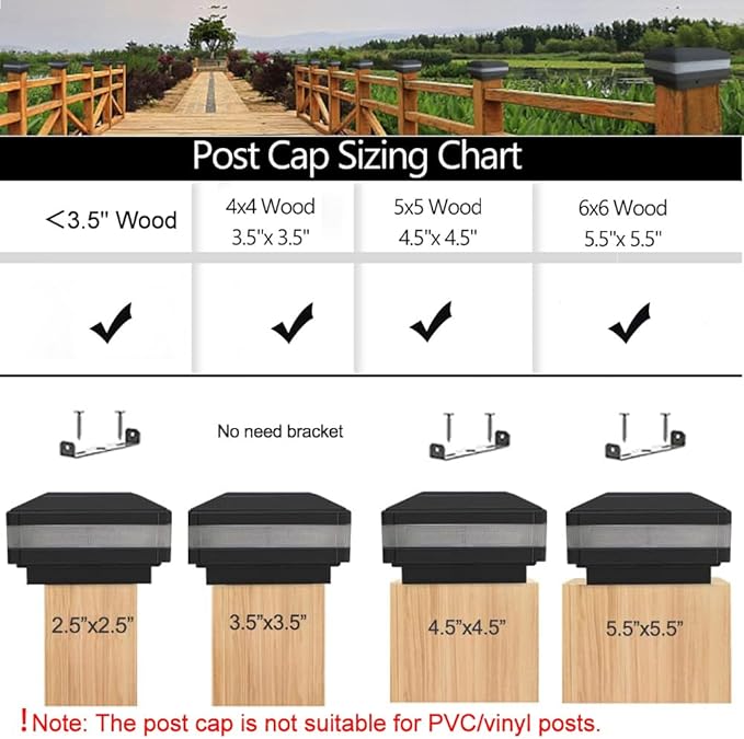 Sumaote Solar Post Cap Light, 52 LEDs 160 Lumen Outdoor Solar Post Light Fits 4x4 5x5 6x6 Wooden Posts IP65 Deck | Lumora