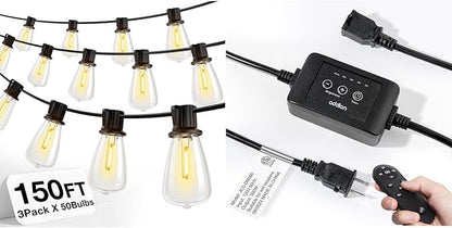 addlon Dimmer with 150 FT (3x50FT) Outdoor String Lights