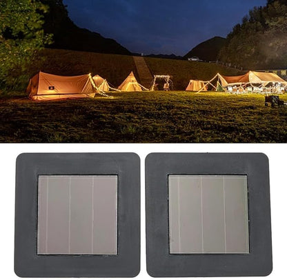 DIY Solar Light Top Panel, LED Rechargeable Square Panel Lampshade Path Lights with Switch, Solar Lanterns Replacement(2Pcs)