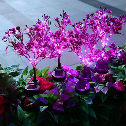 4 Pack Solar Garden Lights Phalaenopsis, Outdoor Waterproof IP65, Purple Light, for Gardens, patios, courtyards, and Holiday/Wedding Decorations