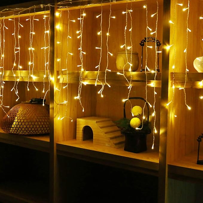 LED Icicle String Lights, Christmas Icicle Lights 16.4FT 216 LEDs Window Curtain Starry Fairy Lights Plug in 8 | Lumora