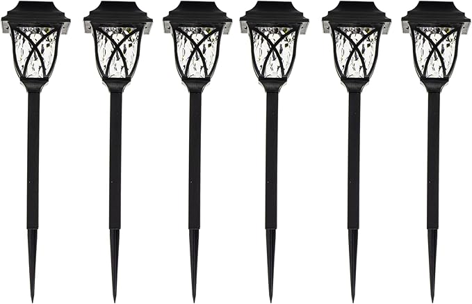 Crosslight Solar Powered Pathway Lights (6 Pack) - Collin Outdoor LED Lights, Waterproof for Garden, Yard, Patio, Lawn, Walkway - Decorative Ground Stake Lighting | White