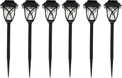 Crosslight Solar Powered Pathway Lights (6 Pack) - Collin Outdoor LED Lights, Waterproof for Garden, Yard, Patio, Lawn, Walkway - Decorative Ground Stake Lighting | White
