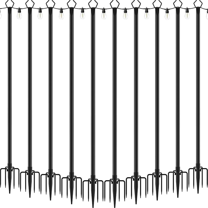 10 Pack String Light Poles,Metal Poles for Hanging Outdoor Light Strings,7 Pack 10 FT Light Poles Stand for Outside | Lumora