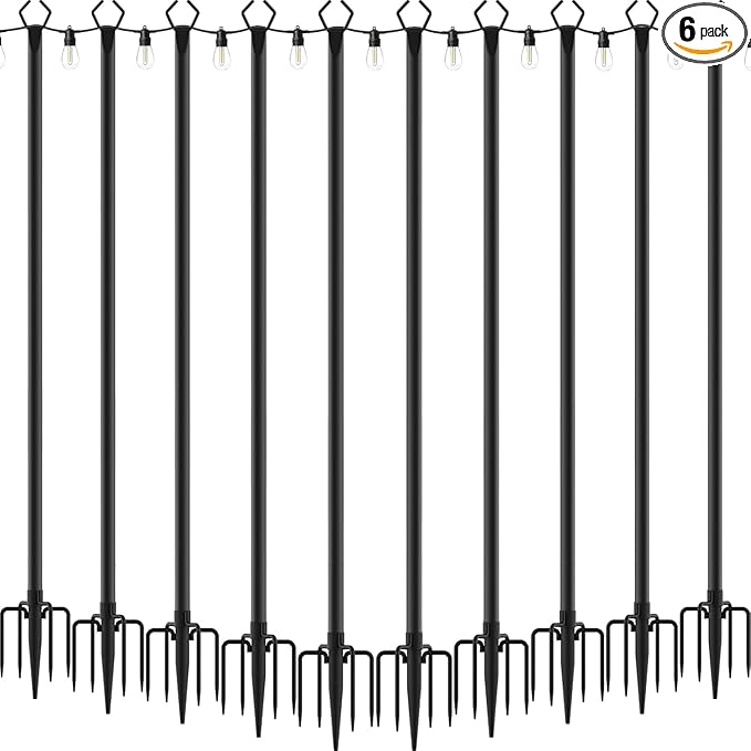 10 Pack 10ft Heavy Duty Metal String Light Poles Adjustable Outdoor Lighting Stand for Patio,Backyard,Garden,Party | Lumora