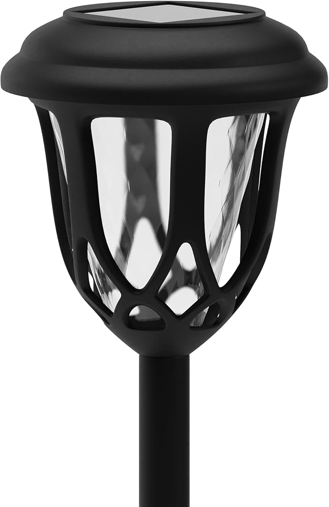 EMMA + OLIVER Carney Set of 8 Black Flared Solar LED Lights, Decorative Solar Powered Landscape Lighting for | Lumora