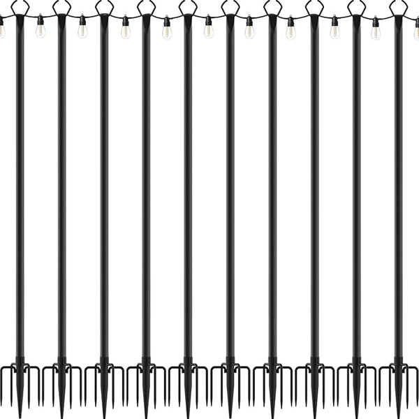 10 Pack String Light Poles,10 Ft Light Poles for Outside String Lights,Outdoor Lights Pole with Fork,Metal Poles | Lumora