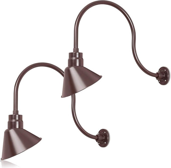 10in. Architectural Bronze Angle Shade Gooseneck Sign Light Fixture With 24in. Long Extension Arm - Wall Sconce | Lumora