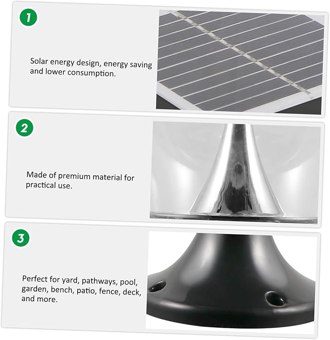 balacoo Solar Garden Light Round LED Lawn Lamp Outdoor Energy Saving Pathway Lighting for Patio Fence Deck