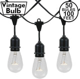 Novelty Lights 100 Feet, 50 Suspended E26 Sockets, S14 String Light Set with Clear Incandescent Bulbs, Heavy Duty | Lumora
