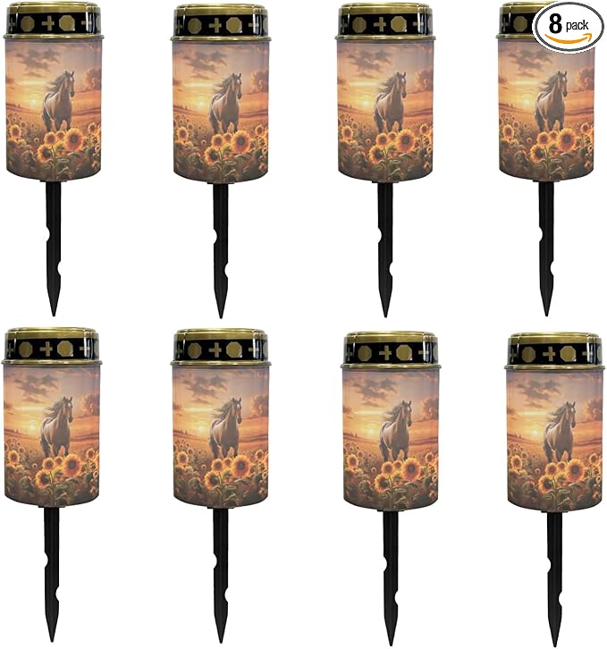 Sunflower Horse Solar Horse Lights for Outside,Solar Walkway Lights Outdoor Waterproof Solar Pathway Lights Solar Powered Lantern Landscape Lighting-Warm White