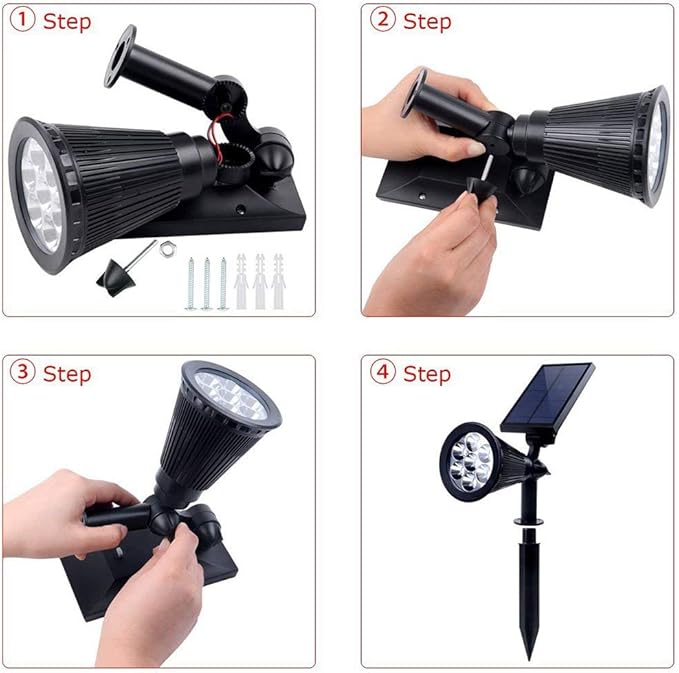 Solar Lights Outdoor Colored Waterproof 7 LED Color Changing Solar Spot Lights Landscape Spotlight for Yard Garden | Lumora