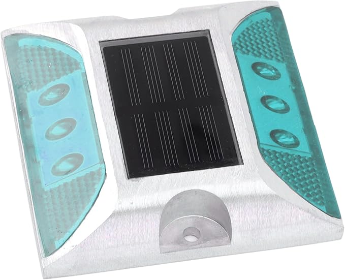 Alomejor Solar Driveway Lights, Cast Aluminum IP68 Outdoor Light with 72 Hour Runtime, 10 Ton Pressure Marker for Pathway and Garden (Green)