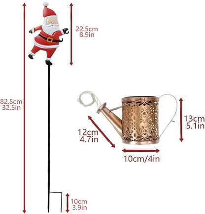 Christmas Claus Solar Kettle Lights Garden Lawn Decorative Lights，Solar Santa Claus Watering can Light, Santa Cla us Kettles Ground Lamp Led Night Lights for Patio, Yard and Pathway,22x17x10.5cm