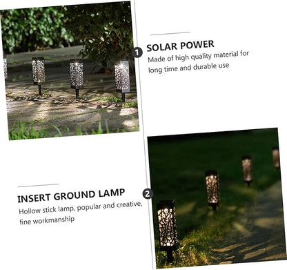 Garneck 2pcs Hollow Solar Lawn Lights Outdoor Garden Stake Lamps Warm/White Light Waterproof Landscape Lighting for Pathway Yard and Driveway