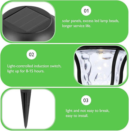 TEHAUX 10pcs Solar Garden Lights Outdoor Waterproof Warm White LED Landscape Path Lights for Lawn Patio Yard Decor Solar Powered