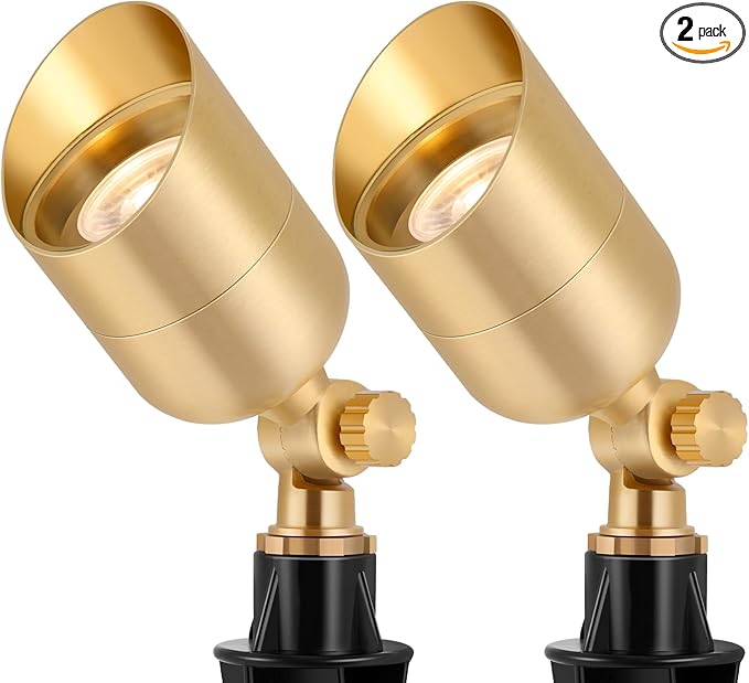Gardencoin Solid Brass Outdoor Landscape Spotlights, 12V LED Low Voltage Wired Waterproof Landscape Lighting | Lumora