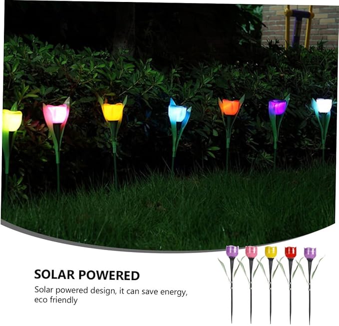 5Pcs Solar Tulip Lights Outdoor Garden Stake Lamp Solar Power Landscape Lighting Decorative LED Lights for Lawn Patio Backyard Holiday Decoration