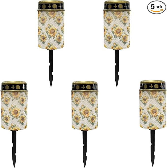 Sunflower Outdoor Solar Garden Stake Lights Pathway Lights Landscape Lighting for Yard Patio Warm Solar Lantern Solar Walkway Lights Wall Light Auto On & Off
