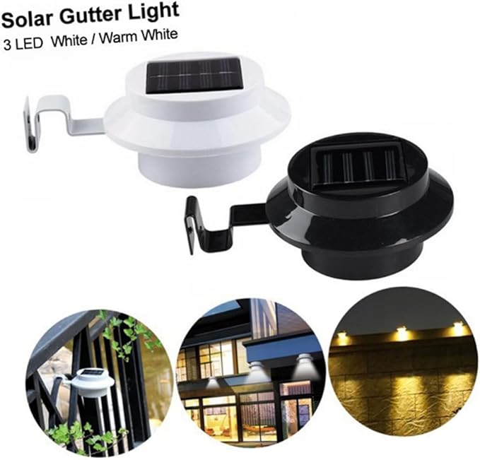 Veemoon 4-Pack Solar Fence Lamp LED Lighting Tool Waterproof Overhang Light for Outdoor Garden Decor Energy-Saving Solar Lights for Pathway and Landscape