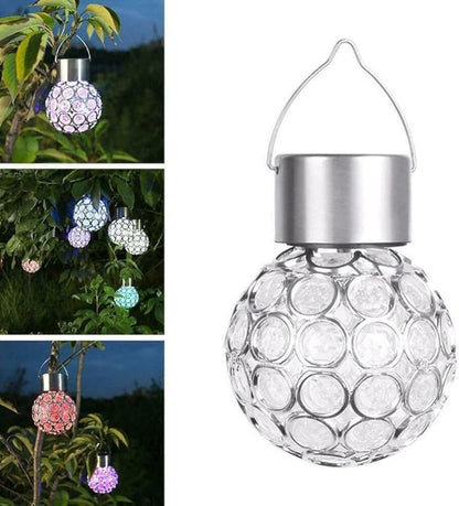 ansu Solar Light LED Lantern Outdoor Waterproof Hollow Small Light Chandelier Path Light (White)