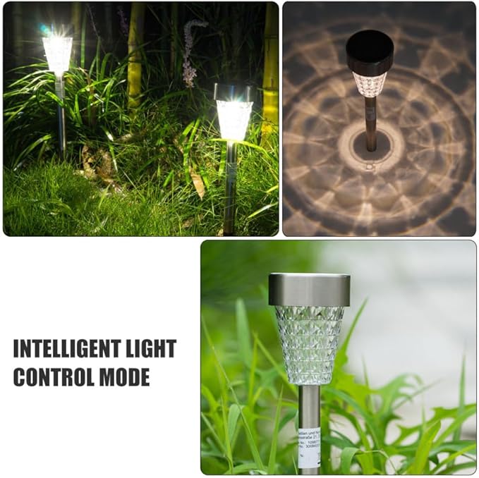 BESPORTBLE Waterproof Solar Garden Light Outdoor LED Stainless Steel Lawn Path Lamp with Ground Spike Solar Yard Lighting for Patio and Landscape