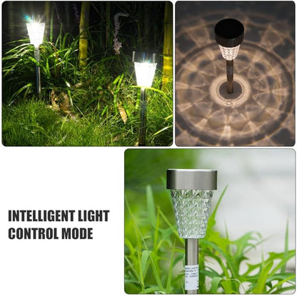BESPORTBLE Waterproof Solar Garden Light Outdoor LED Stainless Steel Lawn Path Lamp with Ground Spike Solar Yard Lighting for Patio and Landscape