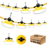 100FT LED Construction String Lights 3 Prong, 130W 16000Lm LED String Work Lights - Outdoor Security Flood Light | Lumora