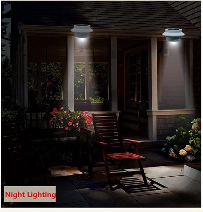 Ulalaza 6Pcs Outdoor Solar Gutter Lights Smart LED Night Light for Yard Driveway Lawn Pathway (White)