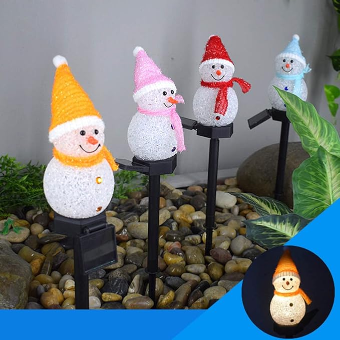 Outdoor Solar Pathway Lights Cute Cartton Small Snowman Solar Energy Lawn Light Grounding Light Landscape Garden Lamp