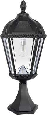 Gama Sonic Outdoor Solar Post Light with Pier Base, Black Aluminum and Beveled Glass, Royal Bulb 150 Lumens Warm | Lumora